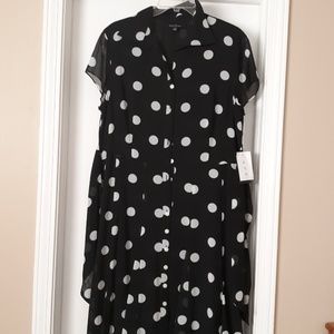 NWT Evan Picone Black White Polka Dot Dress